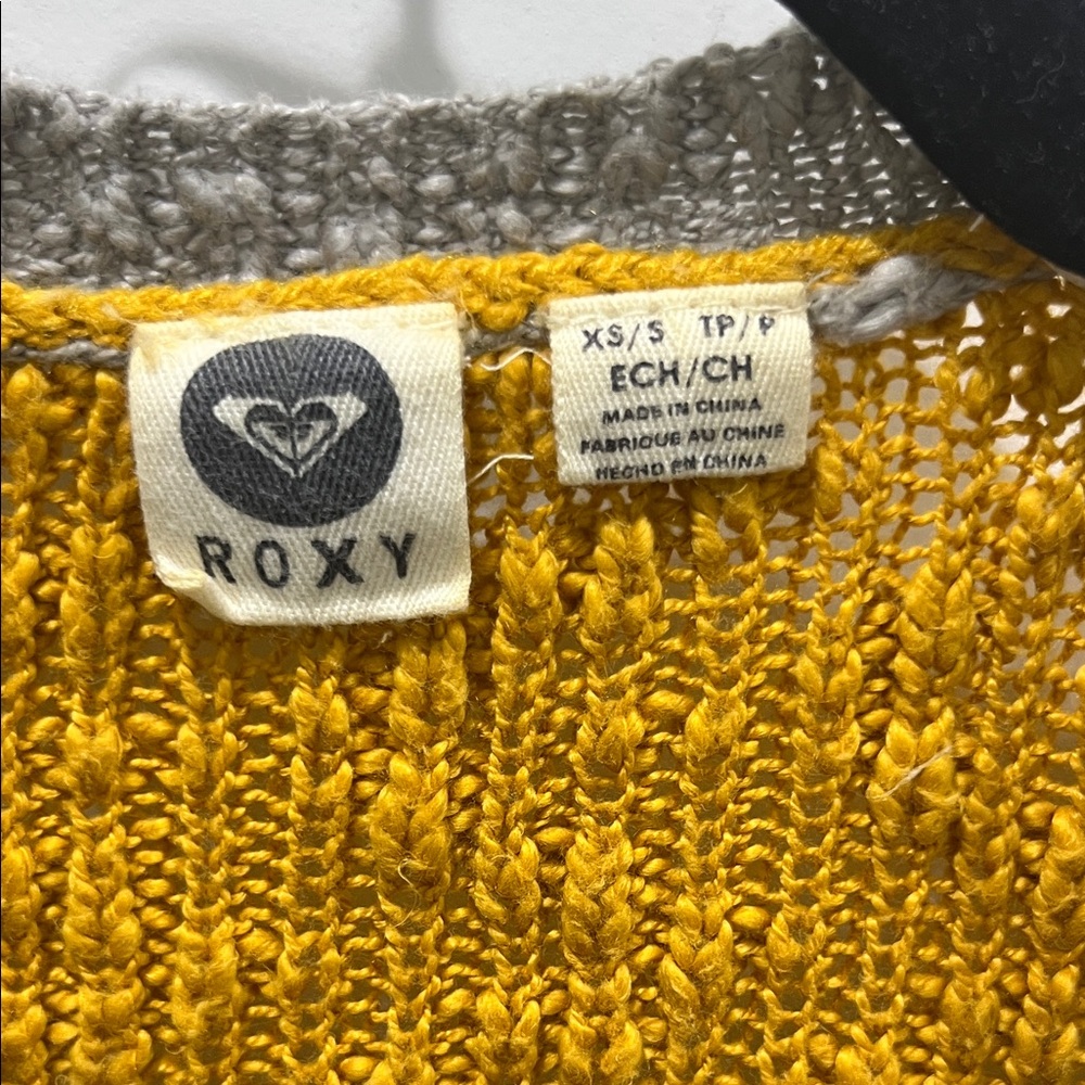 Roxy Open Weave Chevron Cardigan Sweater Sz XS - Picture 4 of 9